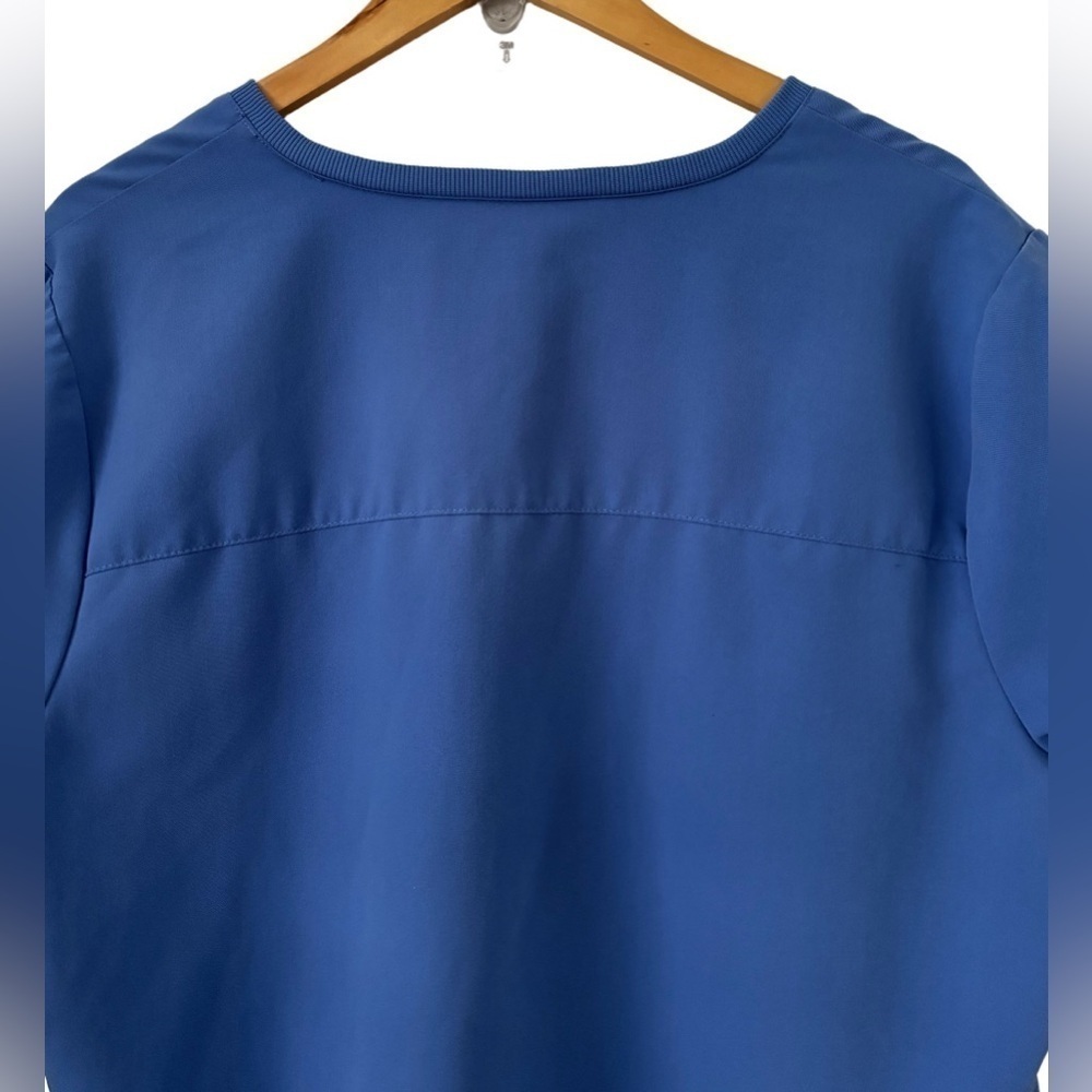 Jaanuu blu s/s scrub top w 1 chst pckt & side slit SZ 2X medical utility - Picture 6 of 7